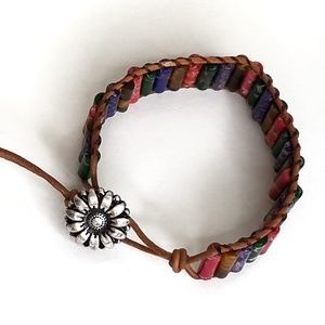 Leather Natural Stone Bead Chakra Bracelet